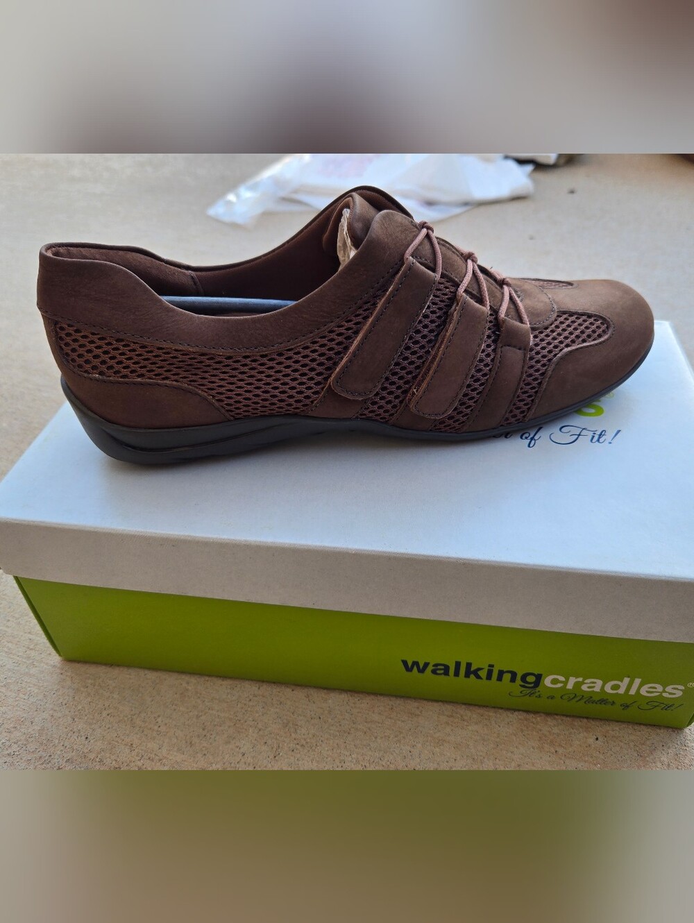 Walking Cradles Brown Mesh and Suede Women's Slip-On Sneaker